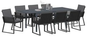 vidaXL 9 Τεμαχίων Σετ Τραπεζαρίας Κήπου με Μαξιλάρια Μαύρου Πολυ-Ρατάν