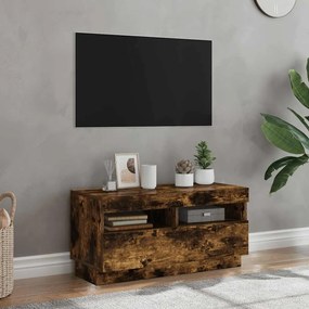 vidaXL Έπιπλο Τηλεόρασης με LED Καπνιστή Δρυς 80 x 35 x 40 εκ.