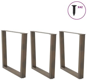 vidaXL Πόδια Τραπεζαρίας 3 τεμ. Σχήμα V από Φυσικό Ατσάλι 90x(72-73,3) εκ. Ατσάλι