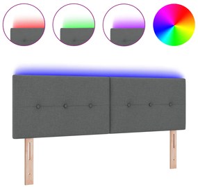 vidaXL LED Κεφαλάρι με Κουμπιά Σκούρο Γκρι 72 εκ. Υφάσματος