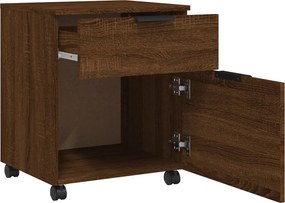 vidaXL Αρχειοθήκη Φορητή Καφέ Δρυς 45x38x54 εκ. Επεξ. Ξύλο με Ρόδες