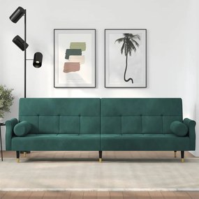 Καναπές Κρεβάτι Σκούρο Πράσινο Βελούδινος με Μαξιλάρια