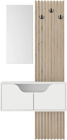 Έπιπλο εισόδου Naro Megapap χρώμα λευκό - sepet oak 90x35x204,2εκ.