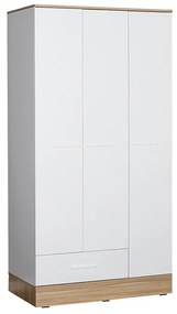 Ντουλάπα ρούχων Base Megapap τρίφυλλη σε χρώμα λευκό - sonoma 103x52x198εκ.