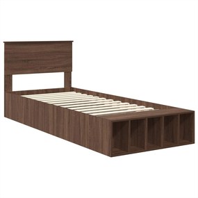 vidaXL Σκελετός Κρεβατιού Καφέ δρυς 75 x 190 cm Επεξεργασμένο Ξύλο