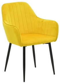 Καρέκλα - Πολυθρόνα Noor σε Κίτρινο Βελούδο με Μαύρο Μεταλλικό Πόδι 58x58x86εκ. 2αδα 58x58x86 εκ.