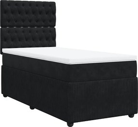 vidaXL Κρεβάτι Boxspring με Στρώμα Μαύρο 90x190 εκ. Βελούδινο