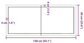 Επιφάνεια Τραπεζιού Σκούρο Καφέ 140x60x(2-6)εκ Επεξ. Μασίφ Δρυς - Καφέ