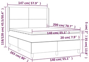 vidaXL Κρεβάτι Boxspring με Στρώμα Κρεμ 140x200 εκ. Υφασμάτινο