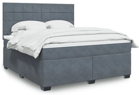 vidaXL Κρεβάτι Boxspring με Στρώμα Σκούρο Γκρι 180x200 εκ. Βελούδινο