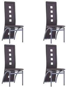 Καρέκλες Τραπεζαρίας 4 τεμ. Καφέ από Συνθετικό Δέρμα - Καφέ