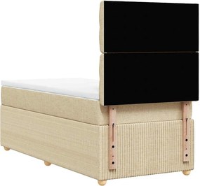 vidaXL Κρεβάτι Boxspring με Στρώμα Κρεμ 90x190 εκ.Υφασμάτινο
