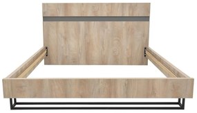 Κρεβάτι διπλό Elencia σε oak με γκρι απόχρωση 160x200εκ 169x210x116 εκ.