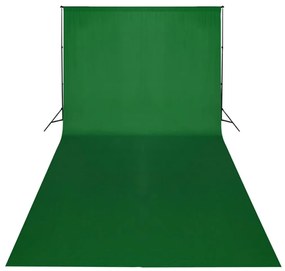 vidaXL Σετ Studio: Σύστημα Φόντου Πράσινο 600 x 300 εκ. &amp; Φωτισμός