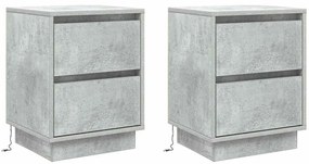 vidaXL Κομοδίνο με συρτάρι 2 pcs Γκρι σκυροδέματος 39 x 34.5 x 50 εκ.