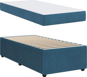 vidaXL Σκελετός Κρεβατιού με στρώμα Μπλε 80 x 200 cm ύφασμα