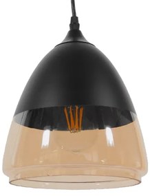 OLIVER 10001231 Vintage Κρεμαστό Φωτιστικό Οροφής Μονόφωτο 1 x E27 Μαύρο Μεταλλικό με Γυαλί Καμπάνα Φ20 x Y21cm