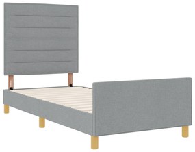 vidaXL Κρεβάτι Φωτεινό Γκρι 90x190 εκ. Υφασμάτινο