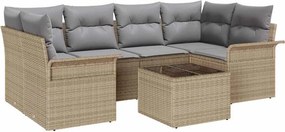 vidaXL Σετ Καναπέ Κήπου 7 pcs Μπεζ Πολυ ράταν