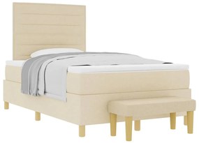 vidaXL Κρεβάτι με ελατήρια με στρώμα Κρεμ 120 x 190 cm ύφασμα