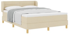 vidaXL κρεβάτι με στρώμα  με κρεμ χρώμα 160x200 εκ κατασκευασμένο από ύφασμα