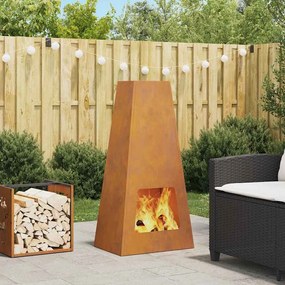 vidaXL Φωτιά Καφέ 50 x 35 x 100 εκ. Ατσάλι σκληρυθέν στον αέρα