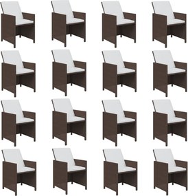 vidaXL Σετ Τραπεζαρίας Κήπου 21 τεμ.Καφέ Συνθ. Ρατάν με Μαξιλάρια