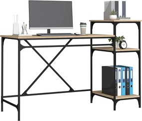 vidaXL Γραφείο με Ράφια Sonoma Δρυς 135x50x90 εκ. Επεξ. Ξύλο/Σίδηρος