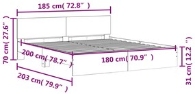 Πλαίσιο Κρεβατιού με Κεφαλάρι Καφέ δρυς 180x200 εκ. - Καφέ