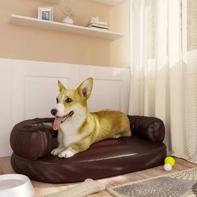 Εργονομικό Κρεβάτι Σκύλου Καφέ 75 x 53 εκ. από Συνθετικό Δέρμα