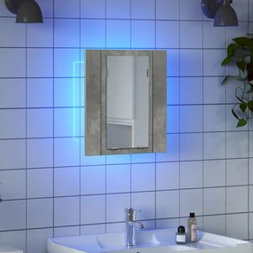 vidaXL Ντουλάπι Μπάνιου με Καθρέφτη και LED Γκρι Σκυροδέμ. Ακρυλικός