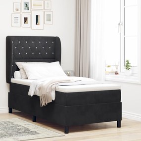 vidaXL Κρεβάτι με ελατήρια με στρώμα Μαύρο 100 x 200 cm Βελούδο