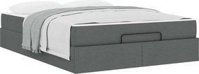 vidaXL Σκελετός κρεβατιού με στρώμα 2 pcs Σκούρο Γκρι ύφασμα