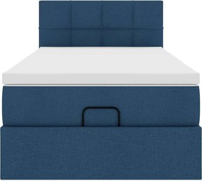 vidaXL Οθωμανικό κρεβάτι με στρώμα μπλε 90x200cm ύφασμα