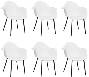 Καρέκλες Τραπεζαρίας 6 τεμ. Λευκές από Πολυπροπυλένιο - Λευκό