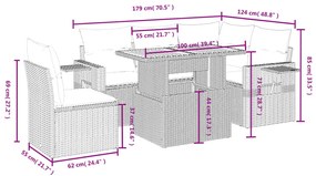 vidaXL Σετ Καναπέ Κήπου 6 τεμ. Μπεζ Συνθετικό Ρατάν με Μαξιλάρια