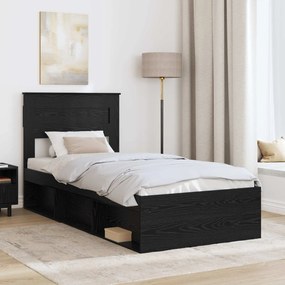 vidaXL Σκελετός Κρεβατιού Μαύρη Δρυς 100 x 200 cm Επεξεργασμένο Ξύλο