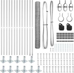 vidaXL Στύλος Περιφράξεων Ασημί 25 x 1 μ (36 mm πλέγμα) Ατσάλι