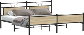vidaXL Σκελετός Κρεβ. Χωρίς Στρώμα Sonoma Δρυς 200x200 εκ. Μεταλλικό