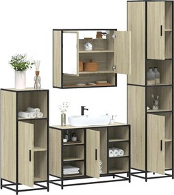vidaXL Σετ Επίπλων Μπάνιου 4 Τεμαχίων Sonoma Δρυς Επεξεργασμένο Ξύλο