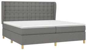 Κρεβάτι Boxspring με Στρώμα Σκούρο Γκρι 200x200 εκ. Υφασμάτινο - Γκρι