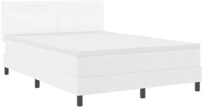 vidaXL Κρεβάτι Box Spring με στρώμα σε λευκό χρώμα, διαστάσεων 160 x 200 εκ, φτιαγμένο από τεχνητό δέρμα.