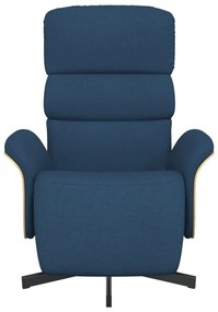 vidaXL Πολυθρόνα Ανακλινόμενη με Υποπόδιο Μπλε Υφασμάτινη