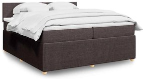 vidaXL Κρεβάτι Boxspring με Στρώμα Σκούρο Καφέ 200x200 εκ. Υφασμάτινο