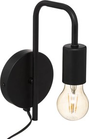 Απλίκα Τοίχου Με Φις Πρίζας A-S Keli Black 182401B