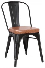 RELIX καρέκλα Μεταλ. Μαύρη Matte/PU Camel 45x51x82cm Ε5191Ρ,14Μ