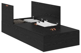 vidaXL κρεβάτι αποθήκευσης  Μαύρο Δρυς 90x200 εκ
