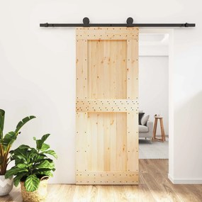 vidaXL Συρόμενη Πόρτα Φυσικό και Μαύρο 85 x 210 cm