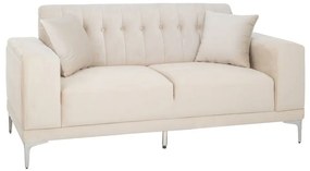Καναπές Βελούδινος 2Θέσιος 88033 180x86x85cm Cream-Silver Μέταλλο,Ύφασμα