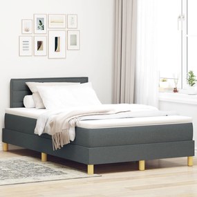 Κρεβάτι Box Spring με Στρώμα Σκούρο Γκρι 120x200 εκ. Ύφασμα